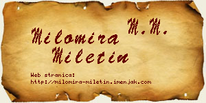 Milomira Miletin vizit kartica